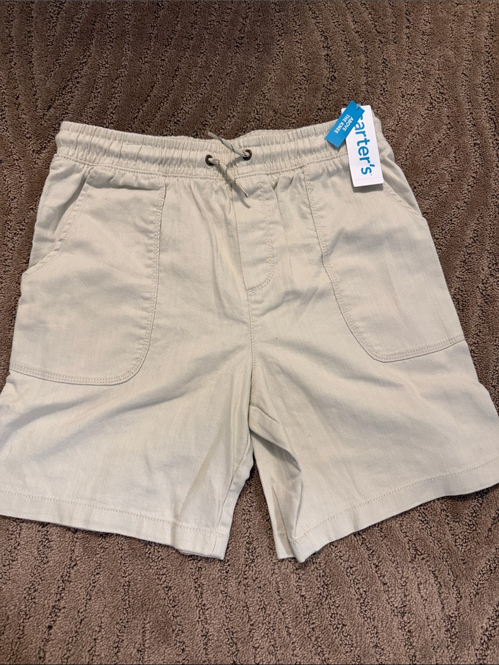 Carter's Light Cream Elastic-Waist Patch Pocket Shorts